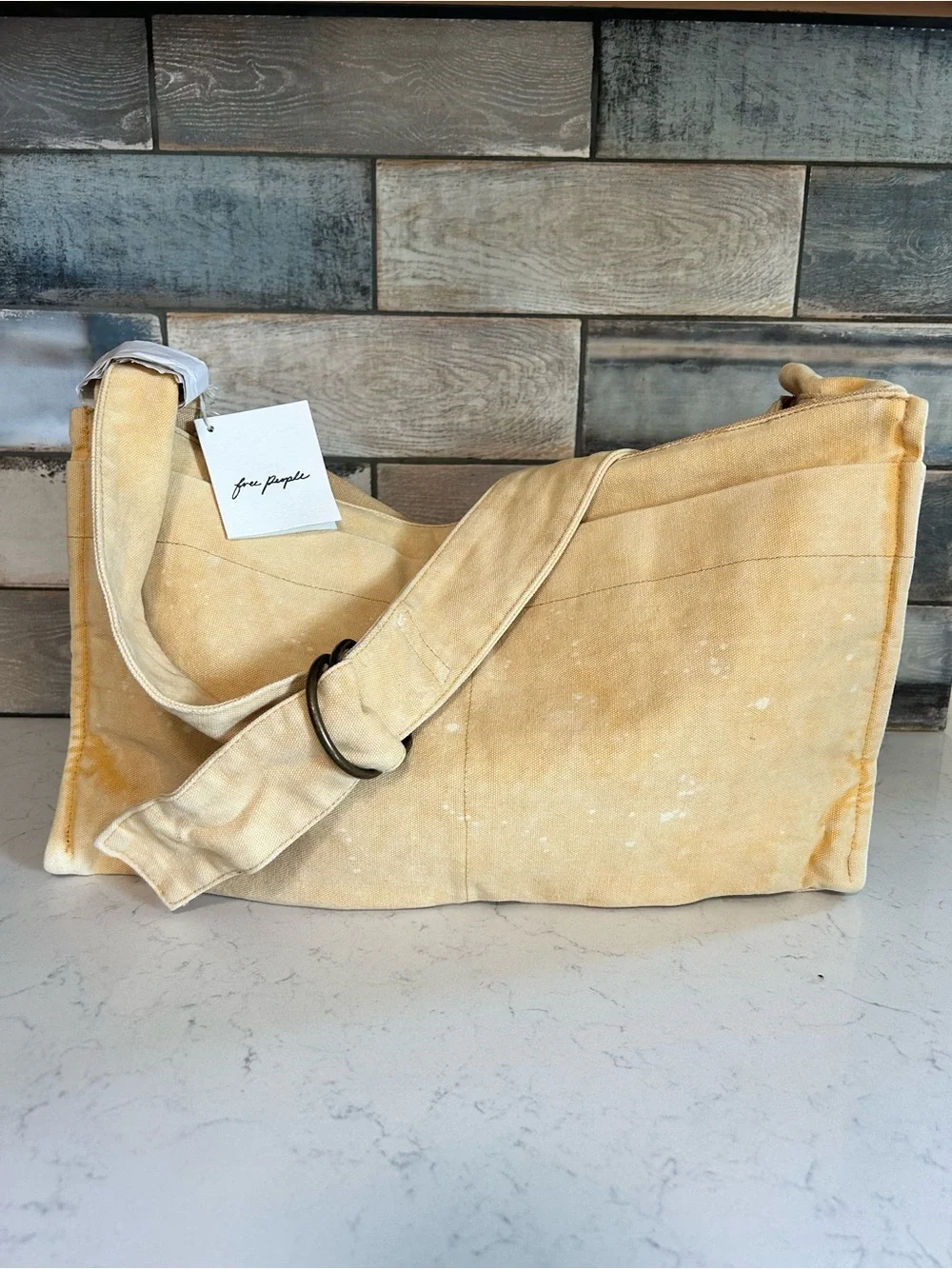 NWT Free People Camp Crush Canvas Sling Bag in Neutral